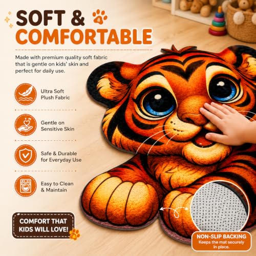 Image of Lion Shape Door Mat for Home Entrance | 3D Animal Floor Mat | Anti-Slip Washable Rug | Soft Decorative Welcome Mat for Living Room, Bedroom, Kids Room & Entryway (23 x 23 Inch)