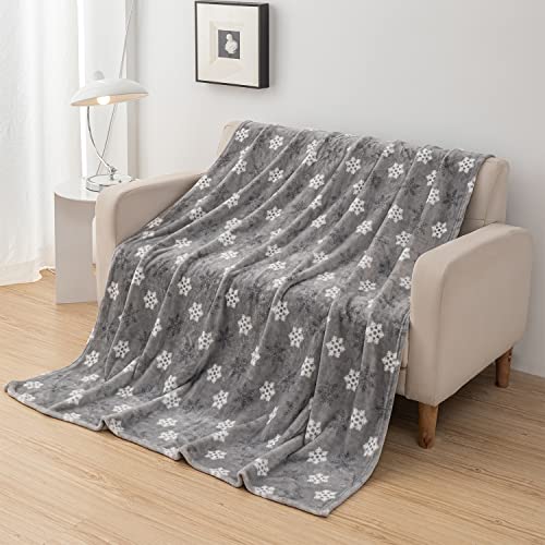 GREATOYAR Manta de Franela para Sofá, Manta de Franela para Cama, Manta para Mascotas, Mantas Ligeras, Extra Cálido, Sobrecama, Caliente, Transpirable para Invierno, Nieve Gris, 130X160cm Cover