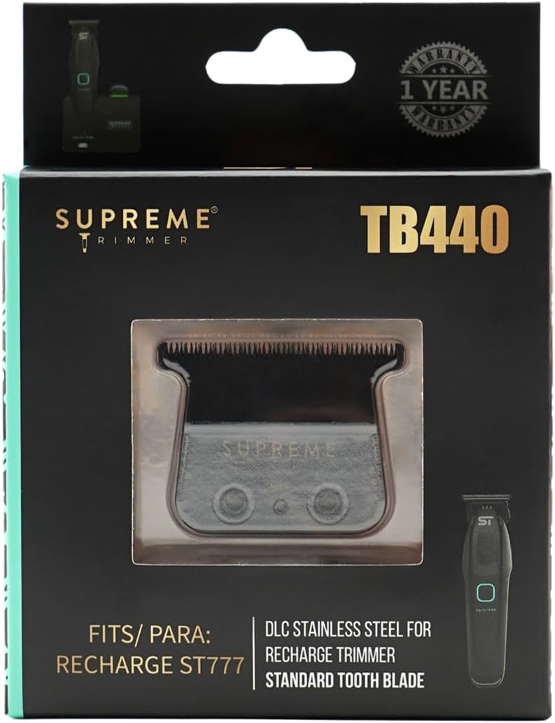Supreme Trimmer Replacement Standard Tooth T-Blade TB440 | 0 Gap Adjustable, DLC Coated Stainless Steel Trimmer Blade for Recharge ST777