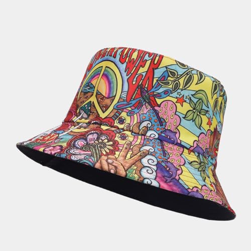 Image of Quanhaigou Bucket Hat for Men Women,Packable Reversible Printed Sun Hats,Fisherman Outdoor Summer Travel Hiking Beach Caps