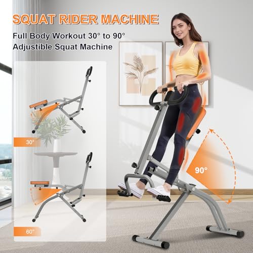 Image of Squat Machine for Home, Squat Assist Trainer with Adjustable Resistance, Foldable Rowing Machine, LCD Display, Exercise Trainer with 265LBS Capacity for Glutes Legs Workout