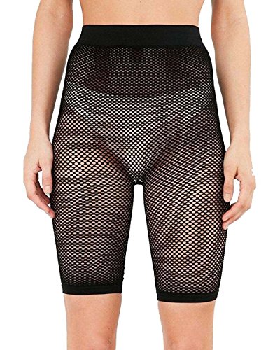 Short de gym en maille noire extensible et anti-transpiration pour femme