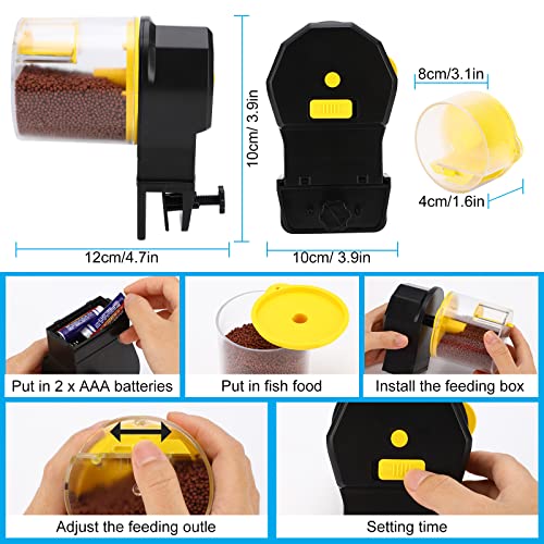 QUUREN Automatic Fish Feeder Smart Timer Fish Feeder Automatic Dispenser with 210ML and 100ML Fish Food Dispenser Box Moisture-Proof Automatic Fish Feeder for Aquarium or Small Fish Turtle Tank - Image 5