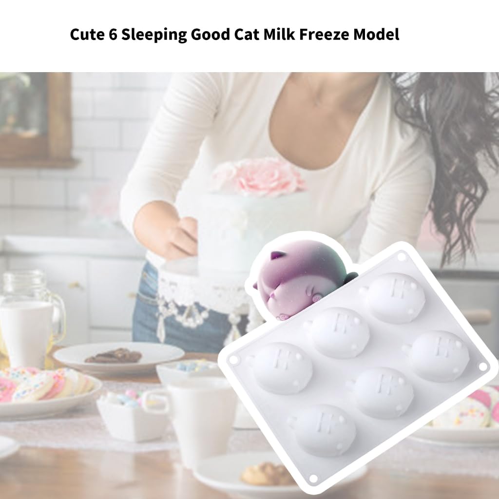 6 Cavity Silicone Cats Shape Chocolate and Jellies Molds for Baking and Freezing Functional Use in Oven or Freezers