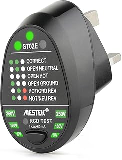 Outlet Tester,Jadeshay RCD Electric Socket Tester Automatic Voltage Tester, Neutral Live Earth Wire Testing Circuit Polarity Detector Outlet Tester (UK PLUG)