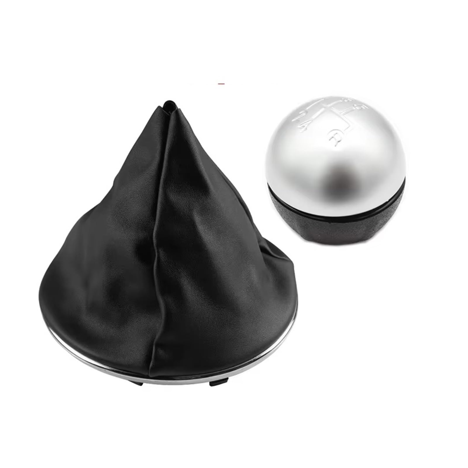 GHQFROP Transmission Gear Shift Knob for Fiat for 500 for 500C 2007-2018 5/6 Speed Gear Shift Knob Head Shifter Gaitor Boot Cover Car Gear Stick Knob(2Pcs Silver 5speed)