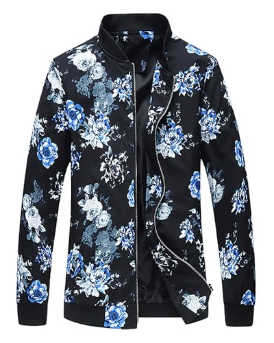 Image of HENGAO Men's Stylish Floral Bomber Jacket