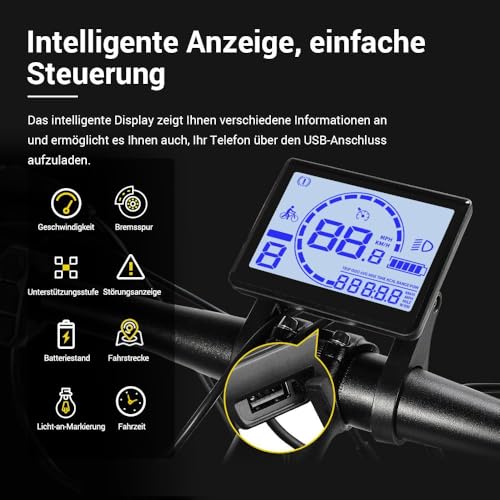 Eleglide e-bicikl, električni bicikl T1 27,5'' trekking e-gradski bicikl s 13Ah baterijom, 100KM dugog dometa, 250W motor, 7-brzinski e-mountain bicikl za muškarce i žene, dvostruke disk kočnice