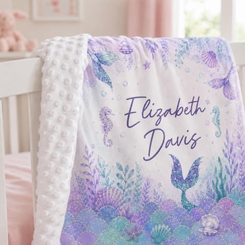 Image of Personalized Baby Blanket for Girls, Custom Nursery Blanket with Name, 30 x 40 Inch Soft Minky Blanket for Baby Toddlers, Newborn Print 15
