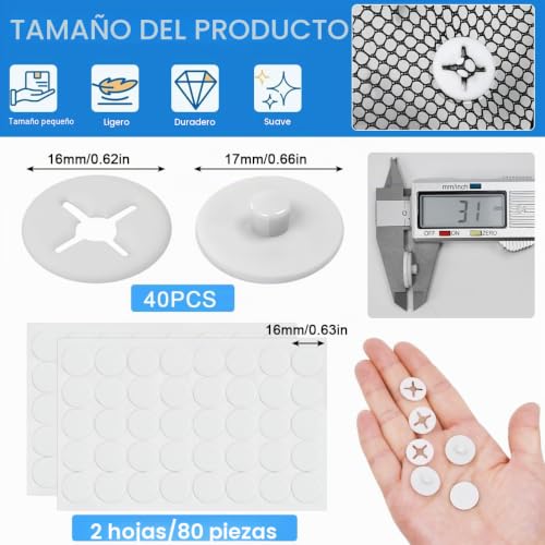 Miniatura 2 de Buzifu 40 Pcs Clips Para Mosquiteras Blancos, Fijacion De Mosquiteras De Plástico, Sujeta Mosquitera Para Ventanas, Hebilla Mosquitera Sin Taladrar Para Ventanas Correderas Y Fijas Para Hogar Cocina