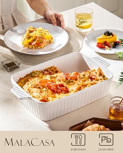 Malacasa BAKE-BAKE-WT01 4.4 Qt Baking Dish, 9X13 Large Casserole Dish For Oven, Ceramic Baking Pan, Rectangular Lasagna Pan Deep thumb #2