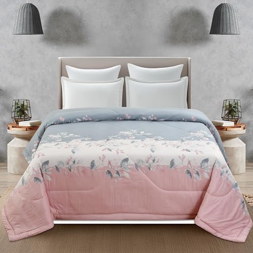 Image of VOMZER Super Soft Microfiber All-Season King Size AC Comforter Size (90x95 Inches) | Blanket | Duvet for Double Bed Comforter Clovis Pink