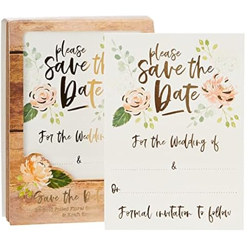Club Green 25 Save The Date Cards and Kraft ENVELOPES, Multi, 13 x 12 x 17 cm Cover