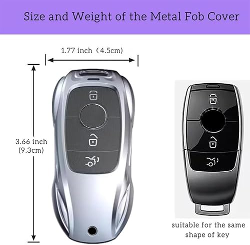 Miniatura 10 de Funda de metal para llavero de metal gris oscuro adecuada para llave remota inteligente Benz Clase A Clase C E300L C63 E63 A200 CLA CLS GLA GLB GLS