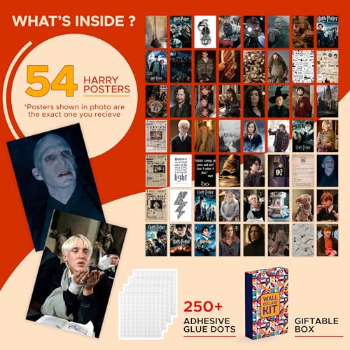 Image of CodersParadise Harry Movie Aesthetic Wall Collage Kit - 54 PCS Vintage Movie Themed Posters (4x6 Inch) | Premium Cardstock Wall Art for Bedroom, Dorm & Study | Glue Dots Included