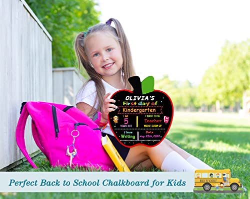 WhatSign First Day of School Sign - Apple Shape 10" X 11" Double Sided Chalkboard Reusable - Back to School Sign for Kids, Girls, Boys — view 3