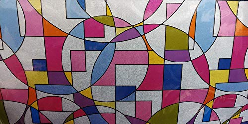 Image of ELTON 3D Vinyl Self Adhesive Decorative, Heat Control Anti UV, Moroccan Privacy Film for Bathroom Door Window (Multicolor, 2 x 50 feet)