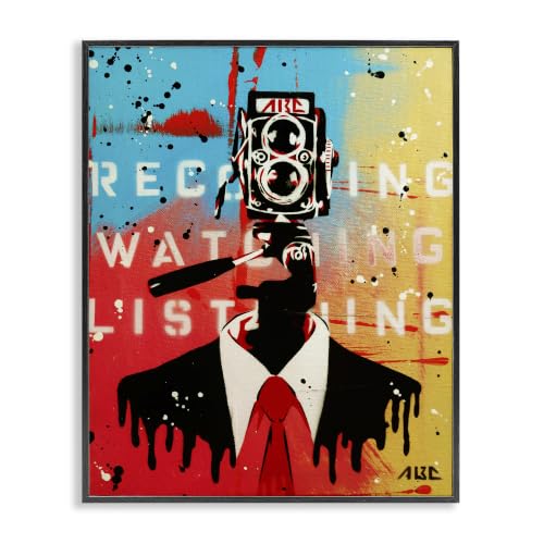Abstract Person Camera Text Collage, 24 x 30 Inch Framed Giclée Print