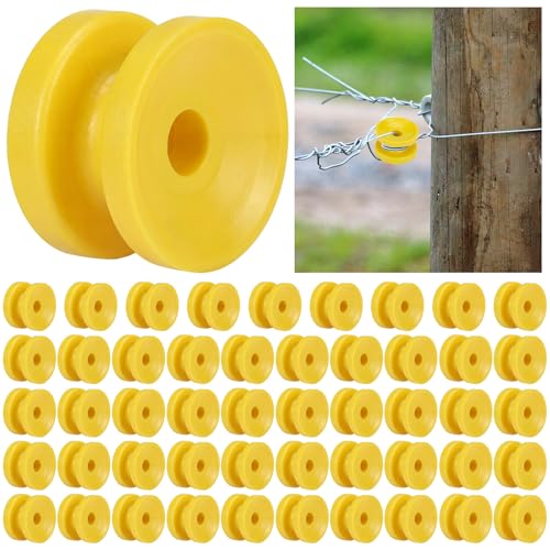 Pangda 50pcs Circular Ring Corner Fence Insulators (Yellow)