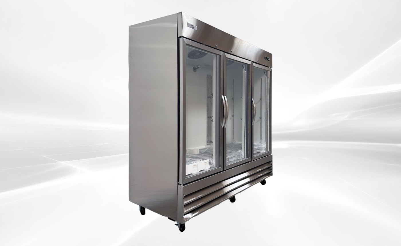 cooler depot Commercial Freezer Glass 3 Door Stainless Steel Exterior, Upright Reach in NSF 80"Width 9 Shelves, Display Merchandiser 65 cuft -8°F to 0°F CFG-3FFGSS on Fridge.com