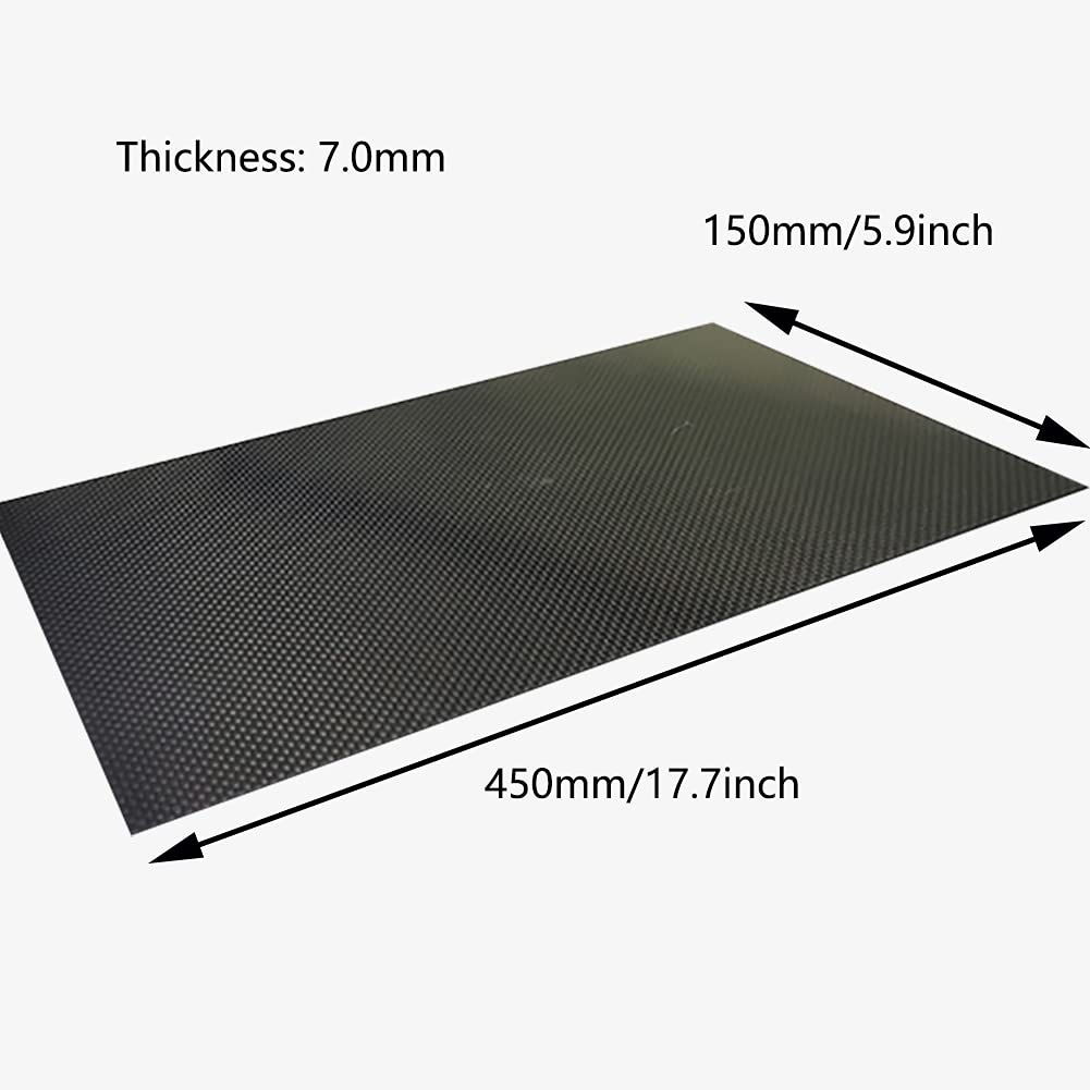 3K Kohlefaser Platte Karbon Carbonfaserplatten Laminatplatte Schwarz Hoher Härte Leinwandbindung glänzend für Drohnenrahmen Dicke:7mm,150mm*450mm