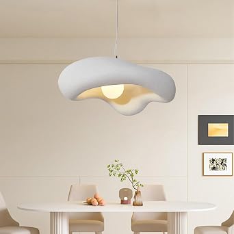 23.6" Modern Pendant Light Fixture Wabi-sabi Creative Flowers Hanging Pendant Lighting Bird Nest Shape Chandelier for Bedroom Living Room Dining Room Kitchen Island Dining TableWhite