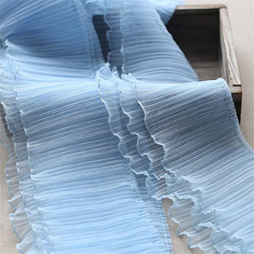 2 Yards Mesh Pleated Fabric 5.9 Inch Width Three Layers Ruffled Lace Trim Fringe Sewing Dress Home Decor Accessories #TOP4