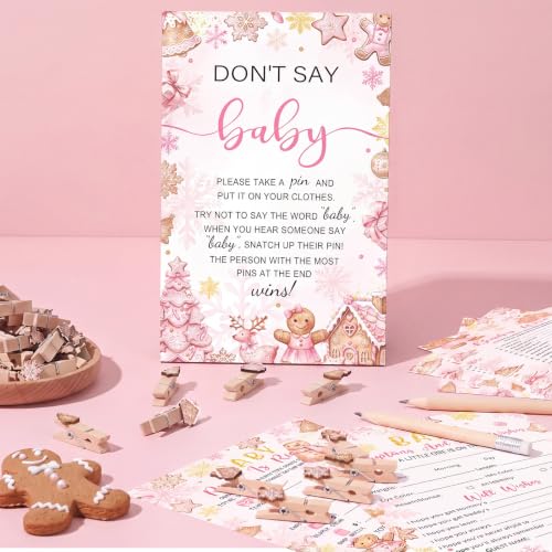 Image of Patelai Baby Shower Game Set 321 Pcs Pink Gingerbread Party Supplies