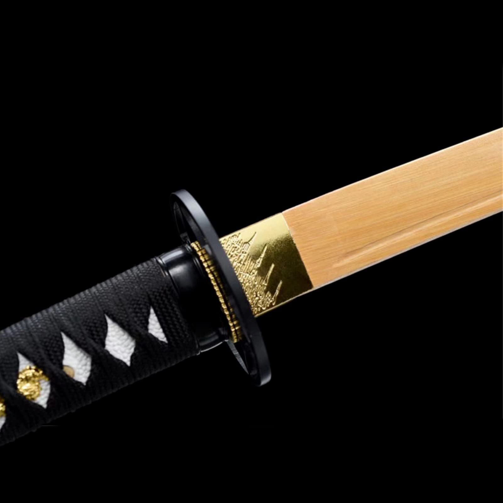 Bokken Fait à la Main de 103 cm,épée de samouraï Japonais,Fourreau de Peinture en aérosol en Bois Massif,Lame en Bambou Naturel,Katana en Bois pour Kendo,Iaido,Affichage,Cosplay,Cadeaux