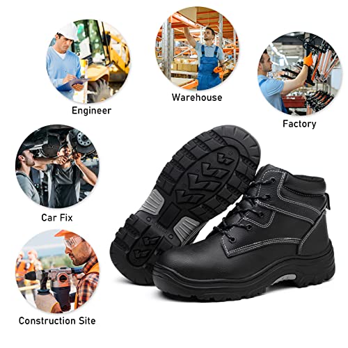 Image of ANGRYRAM Steel Toe Boots for Men Work Boots Slip Resistant Safety Shoes Indestructible Industrial Construction Working Boots Waterproof