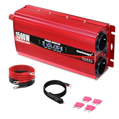 Convertidor de Voltaje 1500W 12V a 220V/230V Onda sinusoidal modificada Inversor de Corriente DC AC Power Inverter Transformador de Voltaje para Coche Camion