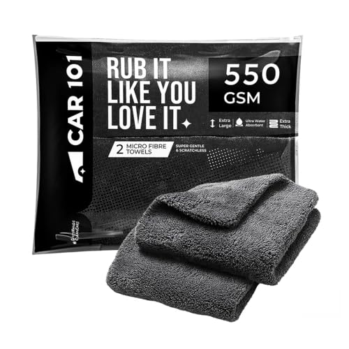 Image of CAR101 Microfiber Cloth - 2Pcs - 40x40 cm - 550 GSM - Assorted | Multipurpose | Lint-Free | Superior Softness & High Absorbency | Microfibre Towels for Car, Bike & Household Cleaning