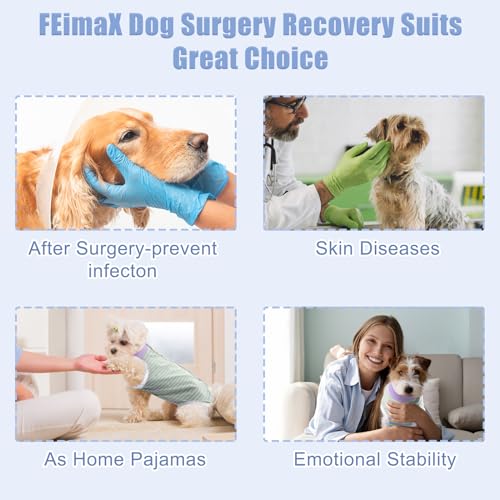 Image of FEimaX Dog Surgery Recovery Suit Female and Male Spay with Pee Hole, Pet Body Suits for Puppy After Spayed, Neuter Surgical Onesie for Small and Medium Dogs Cats, Alternative Bandages E-Collar & Cone