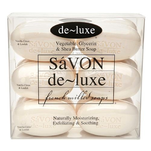 de-luxe SaVON Bar Soap Set, Vanilla-Citrus & Loofah 4.2 oz