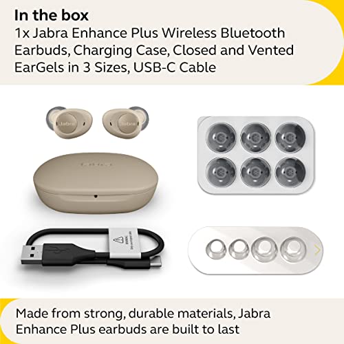 Image of Jabra Enhance Plus Self-Fitting OTC Rechargeable Hearing Aids for Advanced Hearing Enhancement, Music and Calls - (Incompatible with Android) 4 Mics and Powerful Speakers, Made for iPhone - Gold Beige