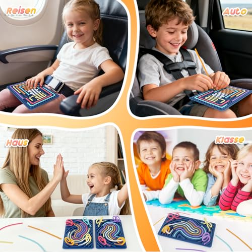 ddLUCK Sensorik Spielzeug Activity Board, Silikon Sensory Toys Fidget Spiel Zur Autismus, Stress, ADHD, Anxiety Spiele Play Toy Für Kinder ab 3 Jahr & Erwachsene, mit Reisetasche & 20 Schnüren