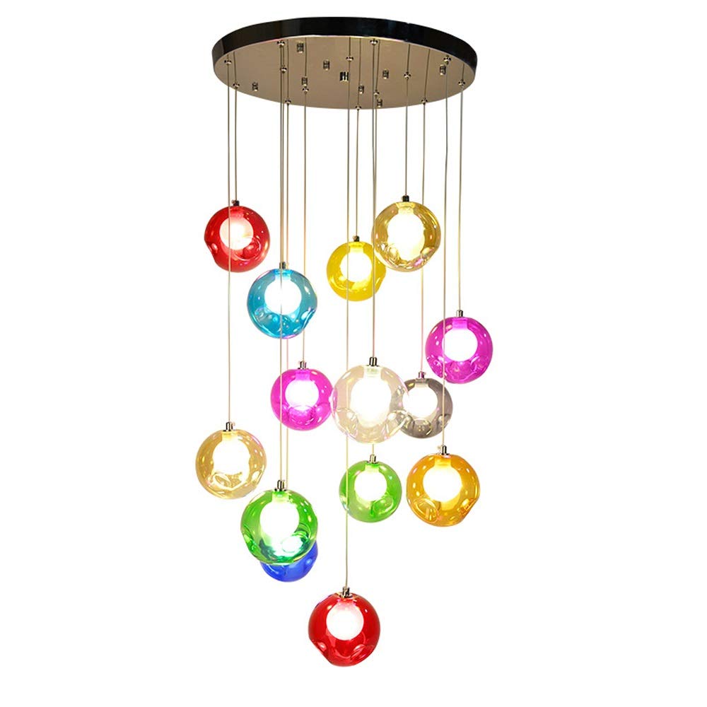 SXECAEPS Modern creative chandelier High Ceiling Light Creative Living Room Lamp Modern Minimalist LED Restaurant Duplex Staircase Nordic Art Personality Glass Ball 45x150cm