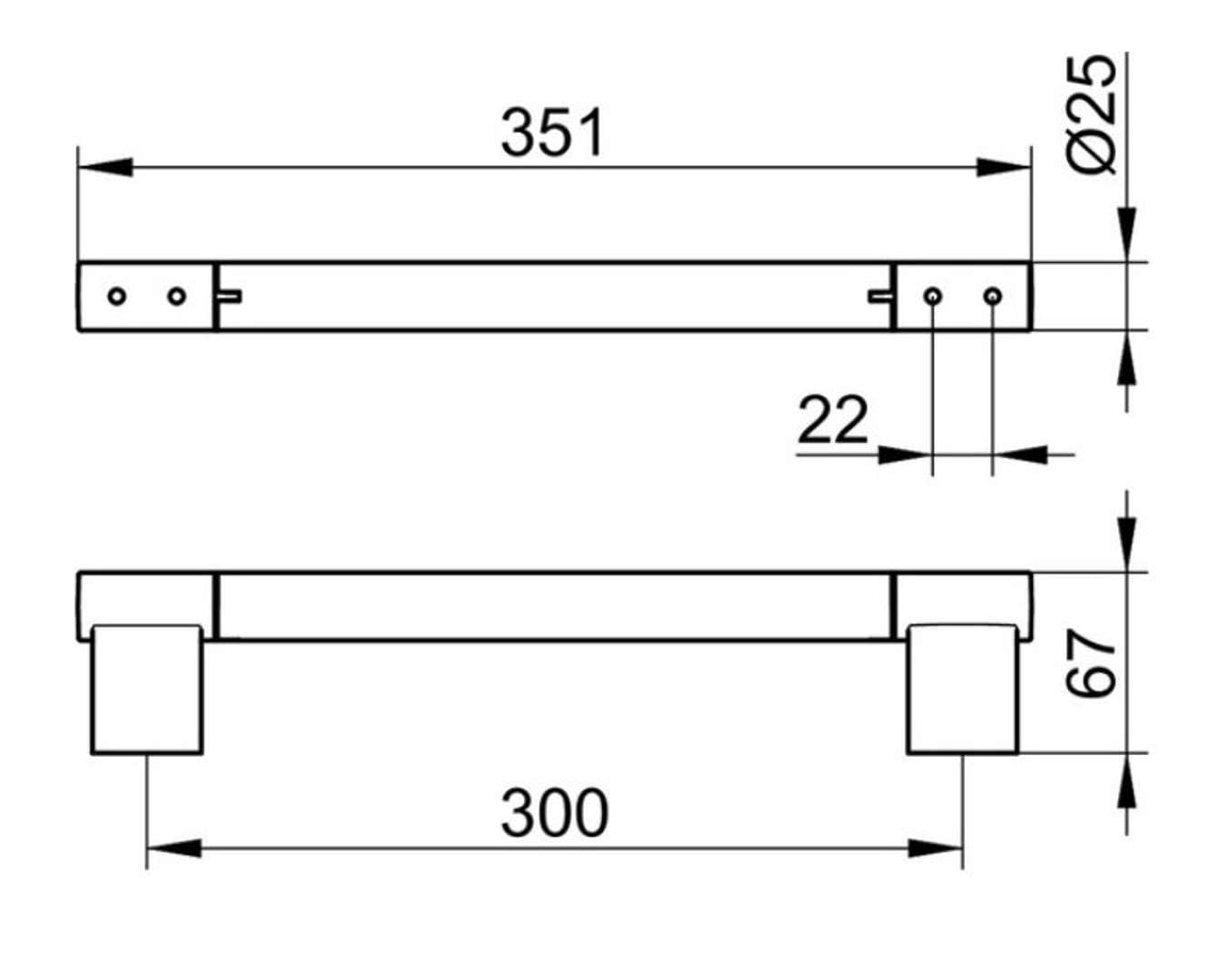 Keuco Plan Asidero 35 cm, metal negro mate, capacidad de carga hasta 115 kg | Fabricado en Alemania, para una fácil entrada y un agarre estable en bañera y ducha