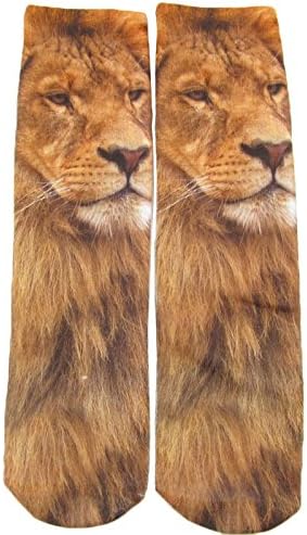 Men Women Multiple Colors Harajuku 3D Printed Cute Unisex Cotton High Socks New (WHF220-11 Lion)