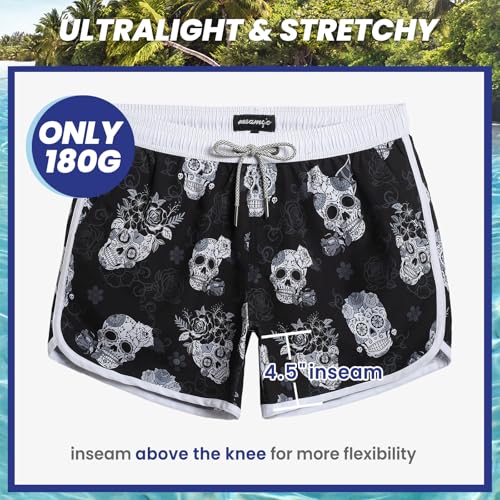 Image of maamgic Mens Boys Short 80s 90s Vintage Swim Trunks with Mesh Lining Quick Dry Swim Suits Board Shorts