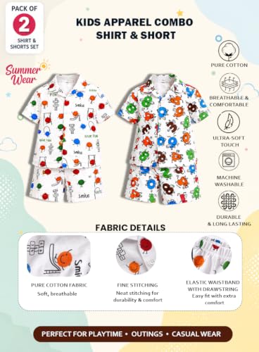 Image of 3BROS Baby Boys & Baby Girls Pure Cotton Clothing Set Casual Half Sleeves Shirt with Shorts Set For Boys & Girls