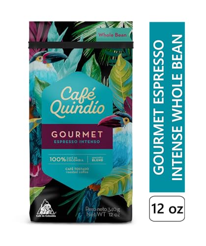 Image of Cafe Quindio Medium-Dark Roast 100% Colombian Excelso Whole Bean Arabica Coffee - Gourmet Espresso Intense - 12 Ounce (Pack of 1)