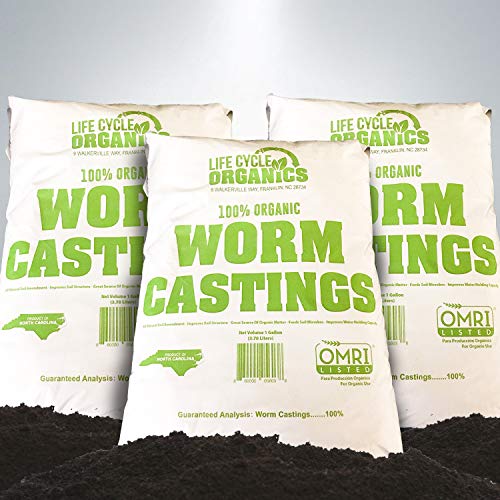 3 Pack of Life Cycle Organics 1 Gallon Worm Castings