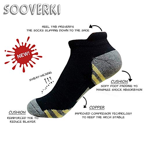 Image of Sooverki Copper Compression Socks Women and Men 6 Pairs - Circulation Arch Support Plantar Fasciitis Running Ankle Socks