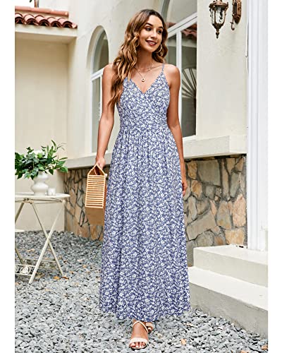 Image of Newshows Women's 2026 Lightweight Summer Wedding Guest Beach Vacation Casual V Neck Split Flowy Maxi Dress