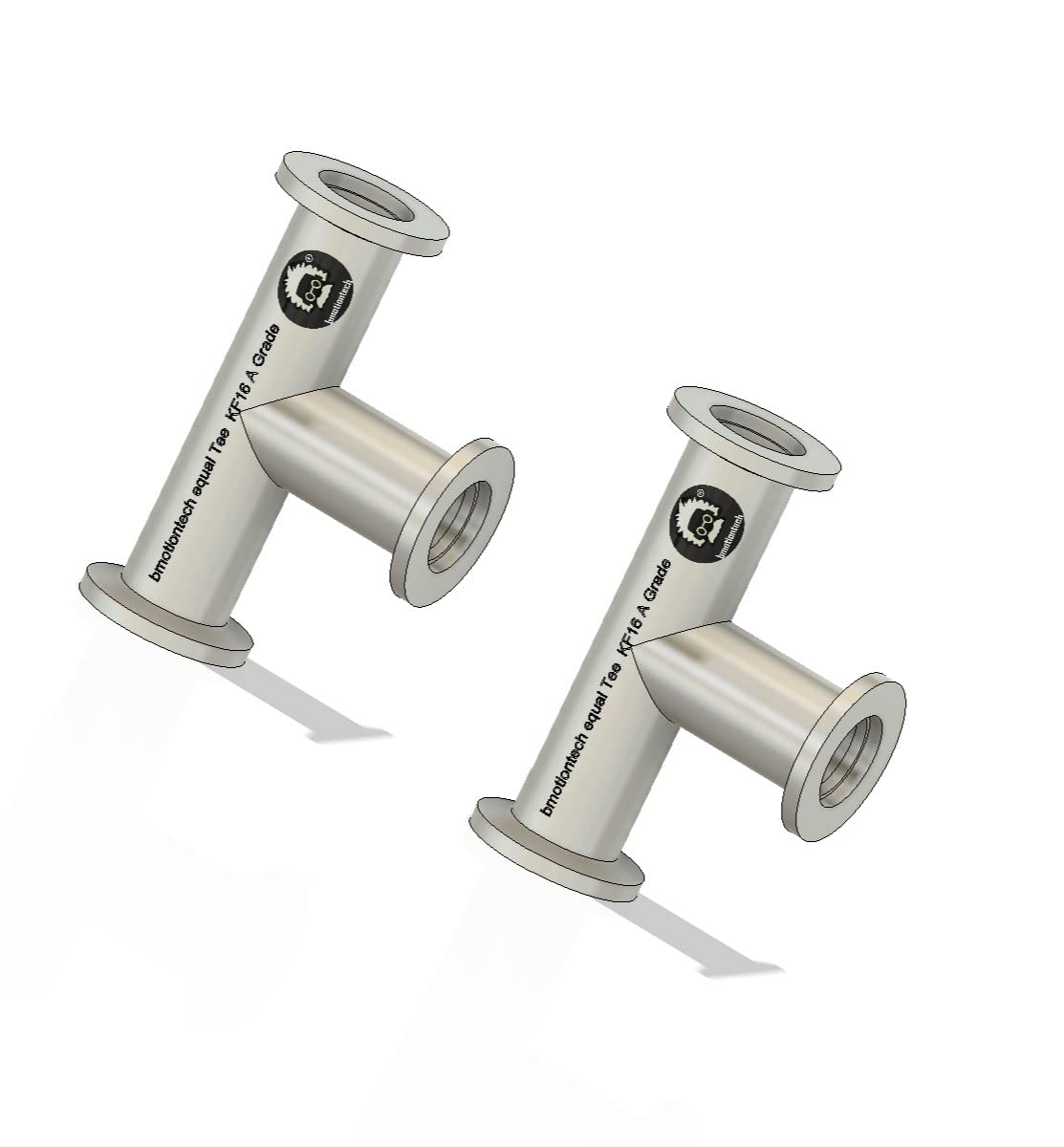 bmotiontech superior Grade NW16 KF16 Tee 3-Ways Vacuum Adapter, All Ends with KF-16 Flange, Made of Stainless Steel 304, Finely Polished (2Pcs - KF16 equal TEE)