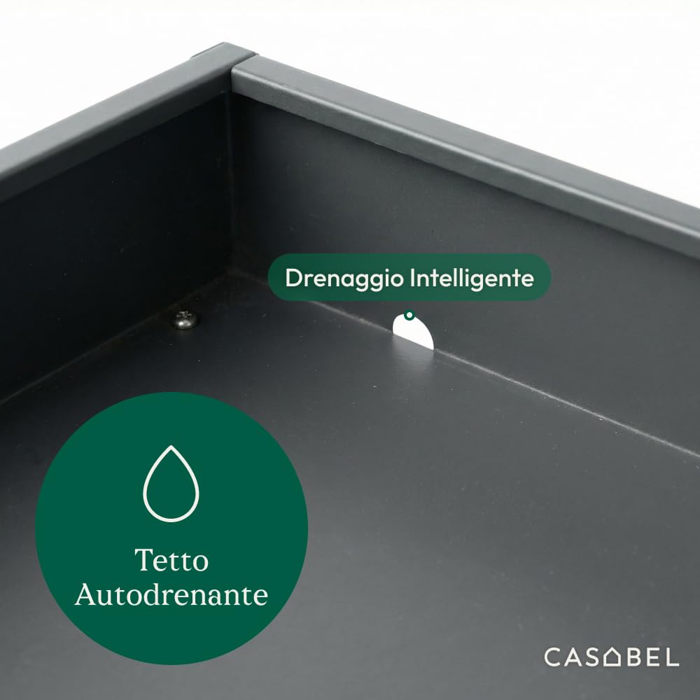 CASABEL Cobertizo para Robot cortacésped, Acero galvanizado, con Jardinera | Protección contra la intemperie, Acero galvanizado resistente, Jardinera integrada, Refugio universal, Efecto madera