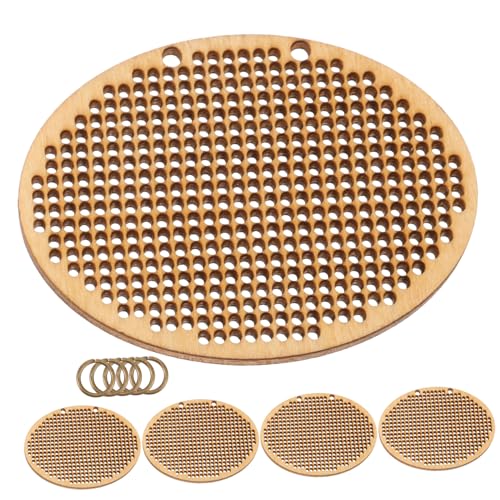 VILLCASE 5pcs DIY Cross Stitch Wood Chips Ornament Blanks Handmade Mini Cross Pendant Perfect for Crafts