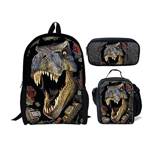 chaqlin 3 paquete de mochila de dinosaurio animal para niños, mochilas escolares geniales, bolsas de almuerzo, estuche para lápices para niños y niñas, mochilas grandes