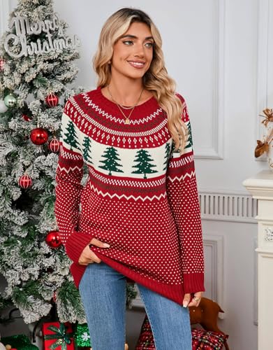 Image of Women's Vintage Fair Isle Pullover Sweater Lightweight Knit Tops